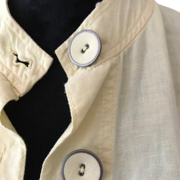 Chicos Women's Blazer/Jacket Pale Yellow Linen Lightweight Big Button Size Small - Picture 4 of 11